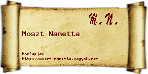 Moszt Nanetta névjegykártya